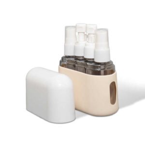 NBT Plastic Yellow 50ml 4-in-1 Plastic Pump Bottle Set for Lotion and Spray Convenient Portable Travel Kit with Practical