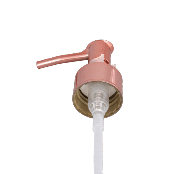 NBT Luxury Rose Gold Pump ABS Plastic Cosmetic Bottle UV Lotion Pump Spray Aluminum Metal Collar for Cosmetics Personal Care