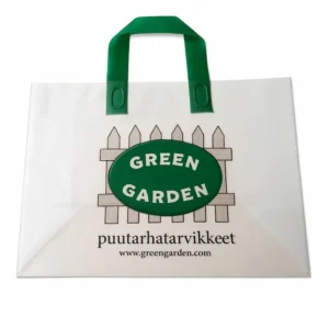 Softloop bags-handle plastic shopping bags – durable and reusable retail bags made from HDPE or LDPE, available in custom sizes and colors.